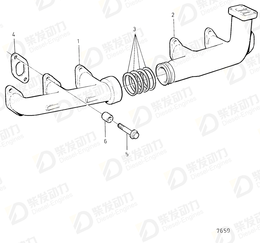 VOLVO Exhaust Manifold 465878 Drawing